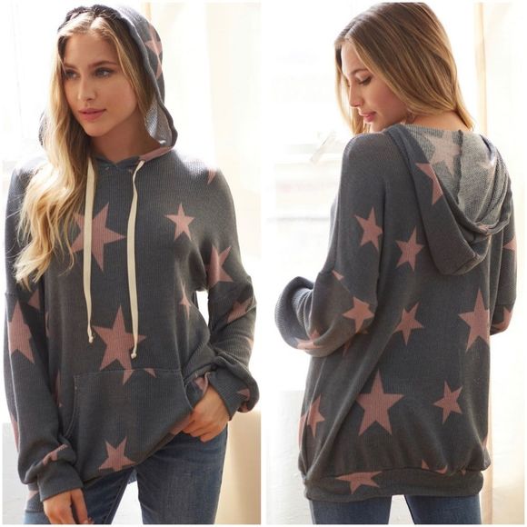 🆕Star print oversized hooded pullover - Picture 2 of 16